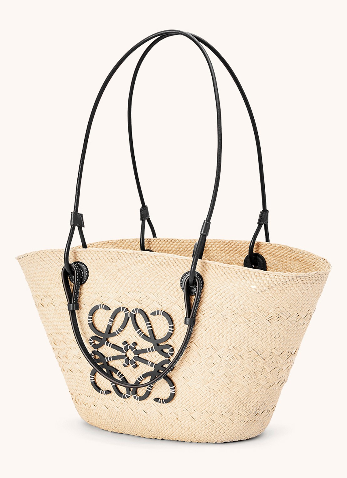 LOEWE Anagram Basket shopper met kalfsleren details - voorkant 5 zwart