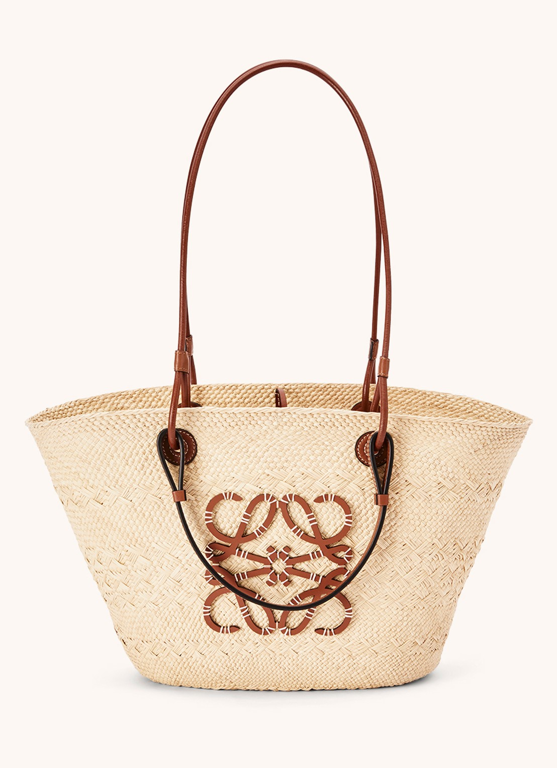 LOEWE Anagram Basket shopper met kalfsleren details - voorkant 3 bruin