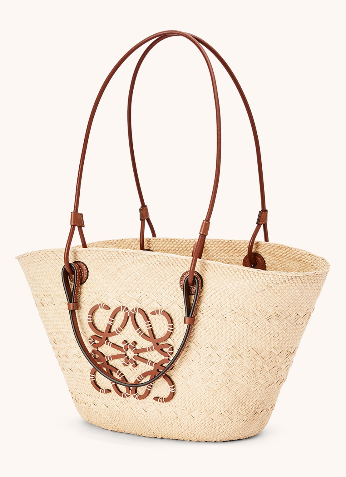LOEWE Anagram Basket shopper met kalfsleren details - voorkant 4 bruin