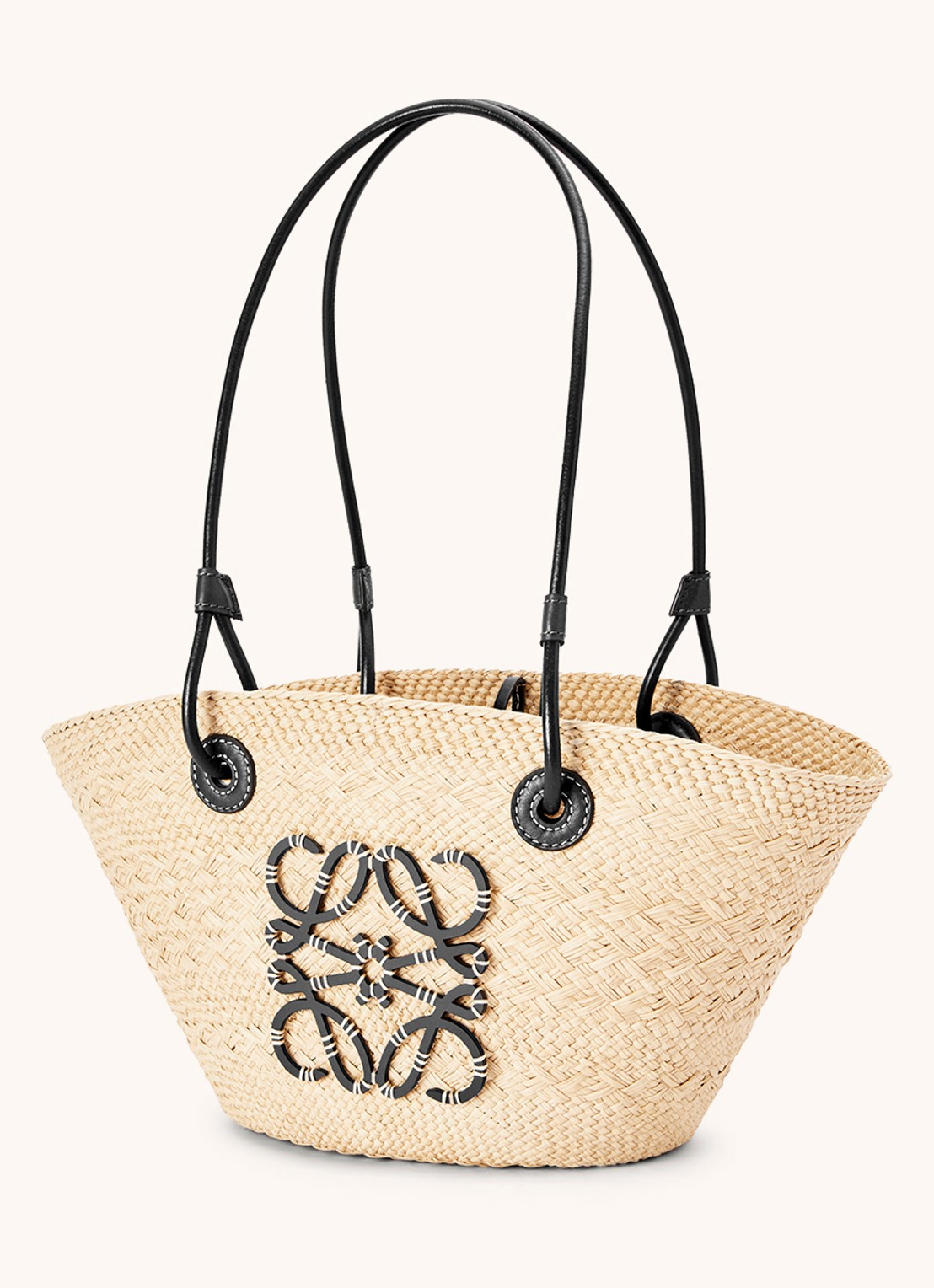 LOEWE Anagram Basket Small shopper met kalfsleren details - achterkant 6 zwart