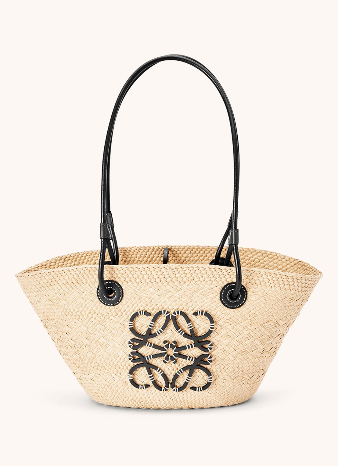 LOEWE Anagram Basket Small shopper met kalfsleren details - voorkant 4 zwart