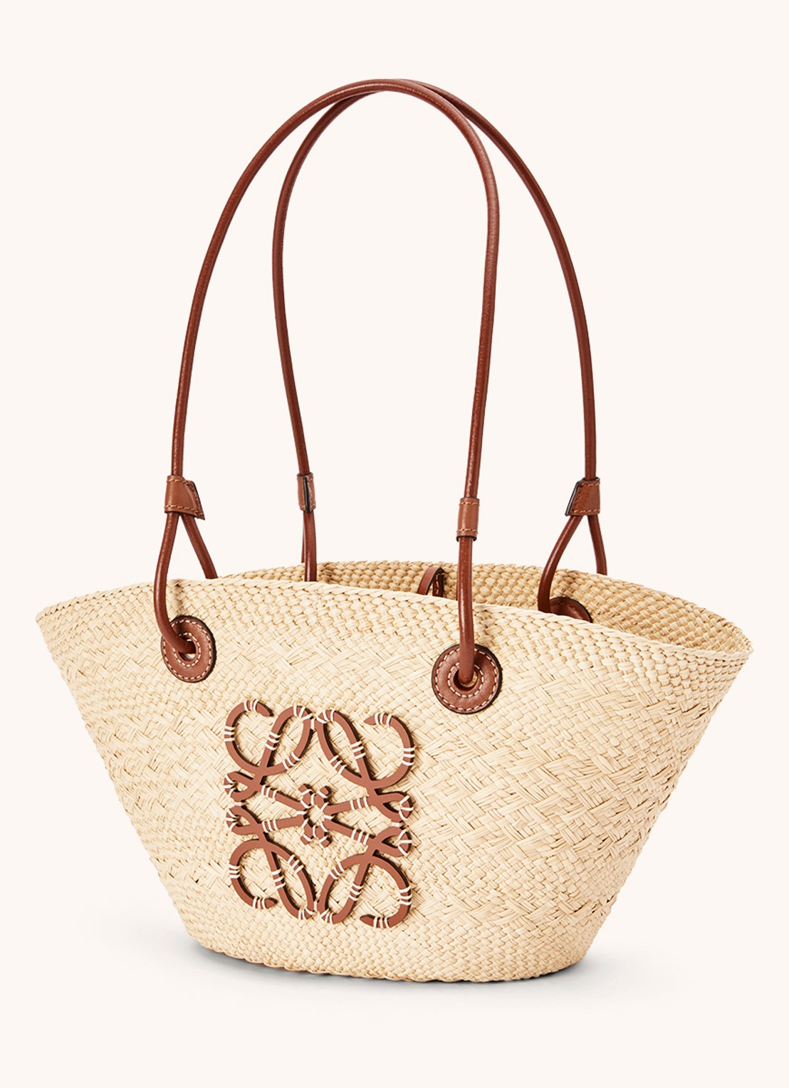 LOEWE Anagram Basket Small shopper met kalfsleren details - achterkant 4 bruin