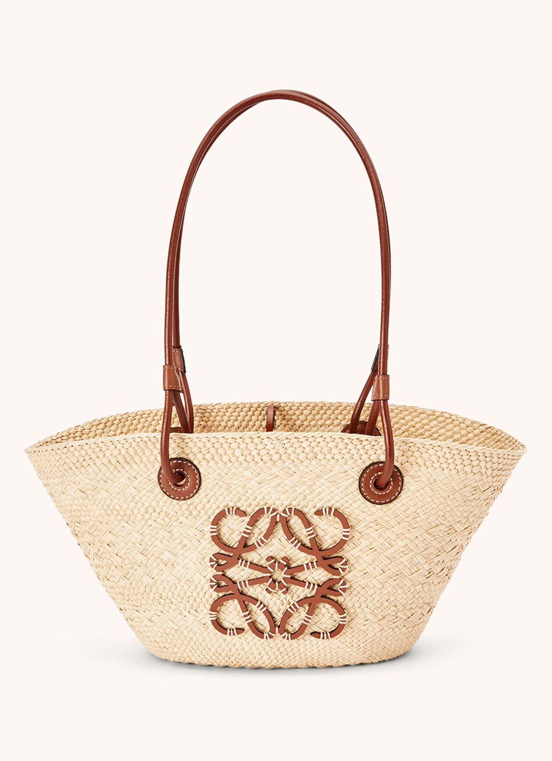LOEWE Anagram Basket Small shopper met kalfsleren details - voorkant 5 bruin