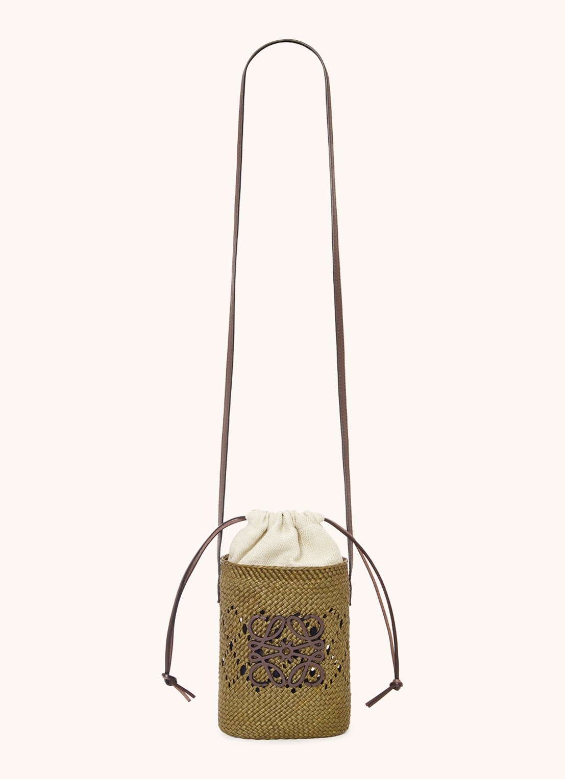 LOEWE Anagram crossbodytas met kalfsleren details - voorkant 2 olijfgroen