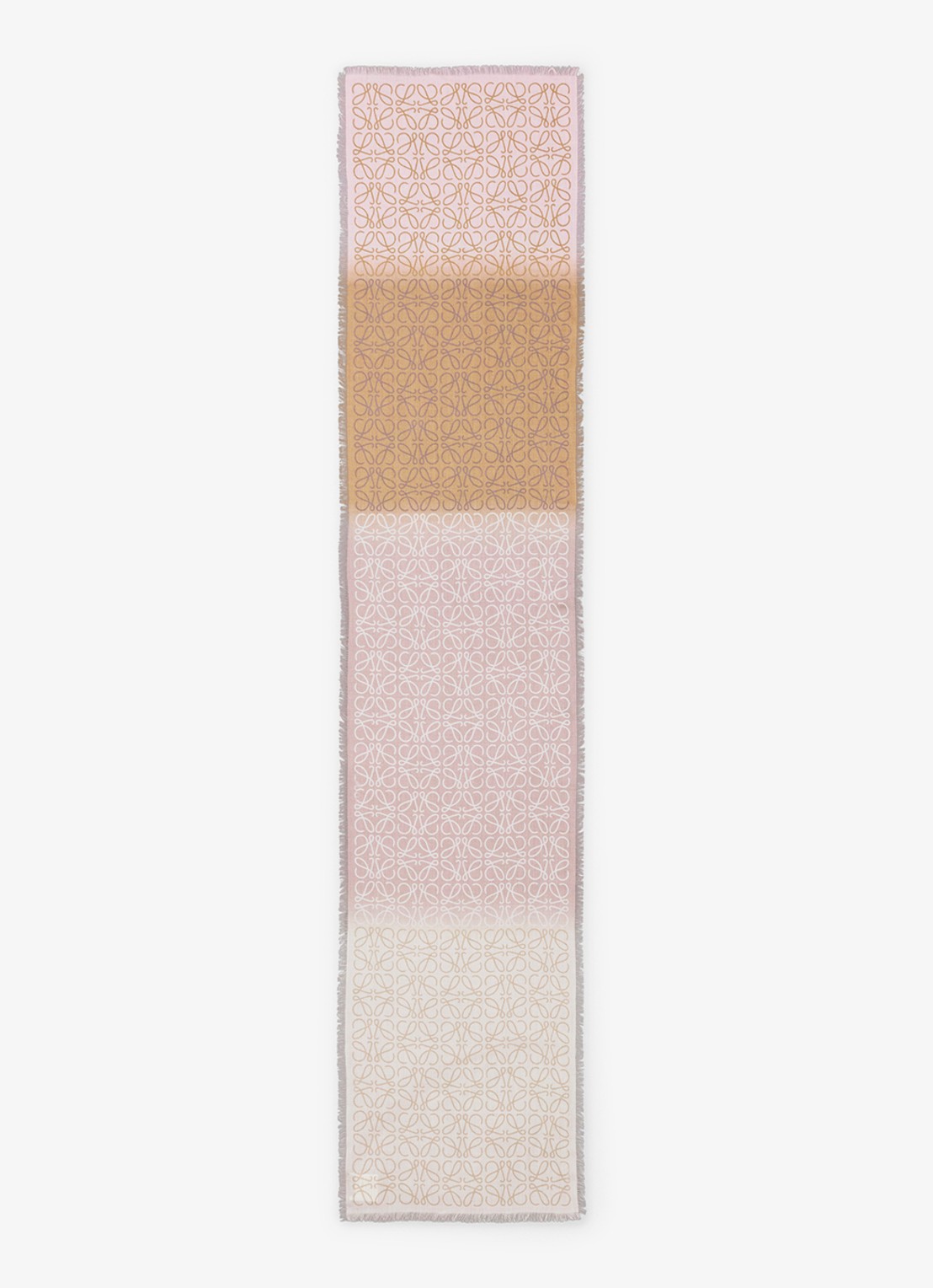 LOEWE Anagram fijngebreide sjaal in kasjmierblend met logo 200 x 45 cm - voorkant lichtroze