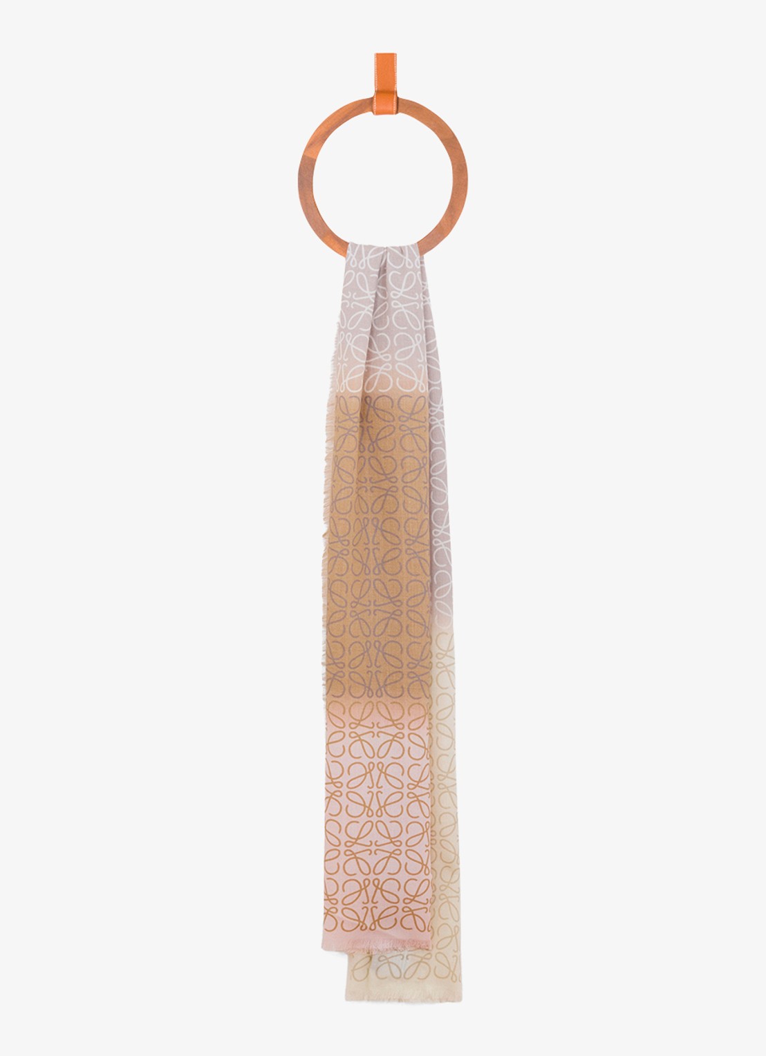 LOEWE Anagram fijngebreide sjaal in kasjmierblend met logo 200 x 45 cm - voorkant 2 lichtroze