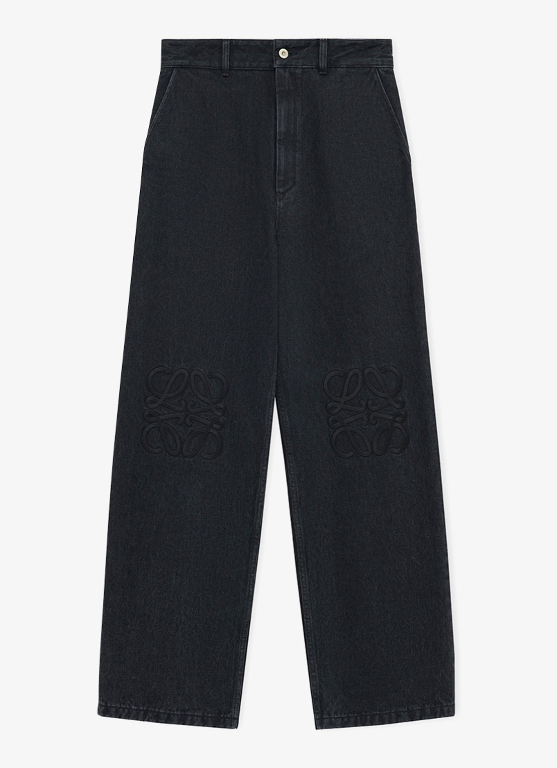 LOEWE Anagram high waist loose fit jeans met logoborduring - voorkant zwart