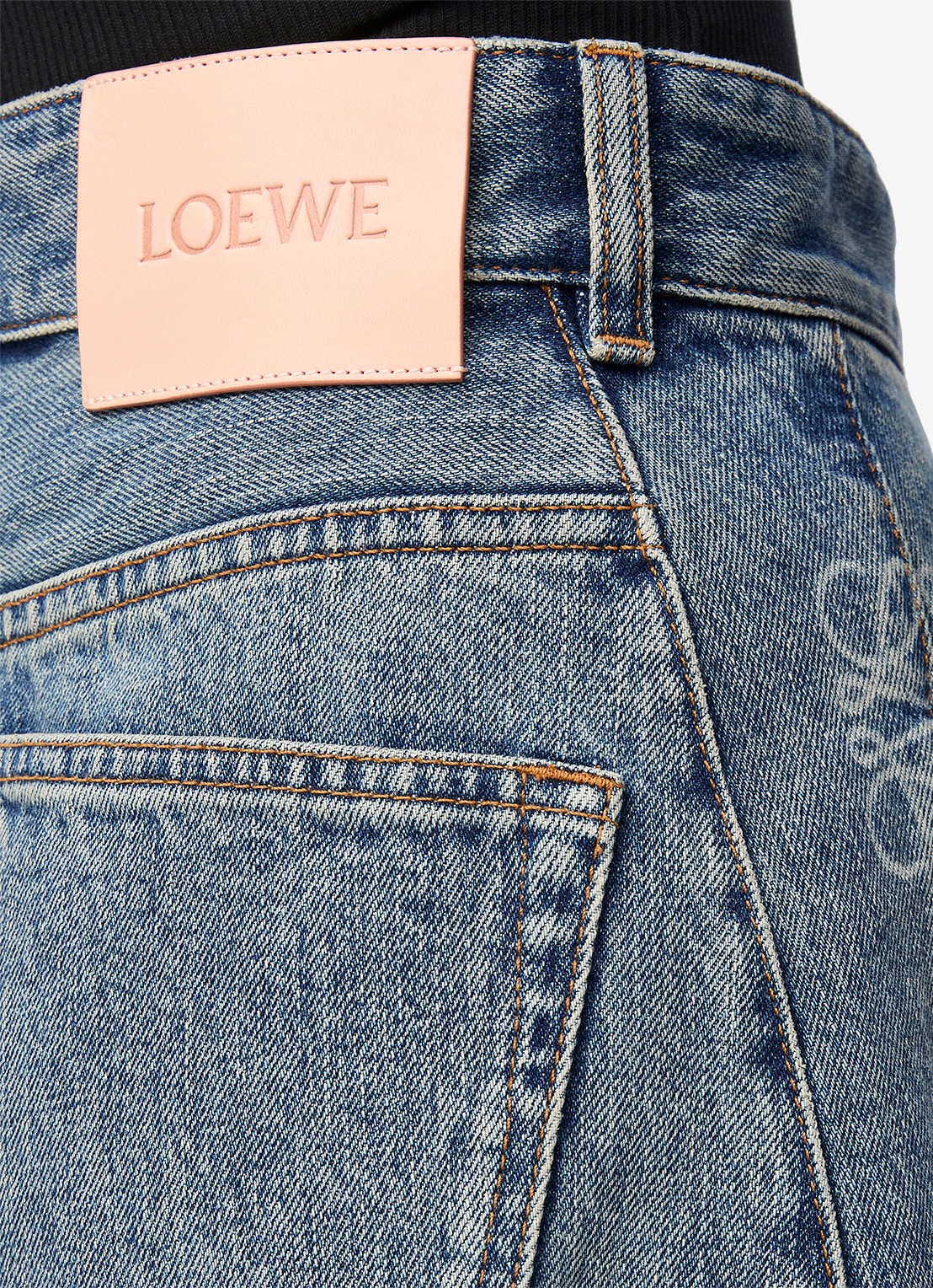 LOEWE Anagram high waist loose fit jeans met medium wassing - detail 3 indigo