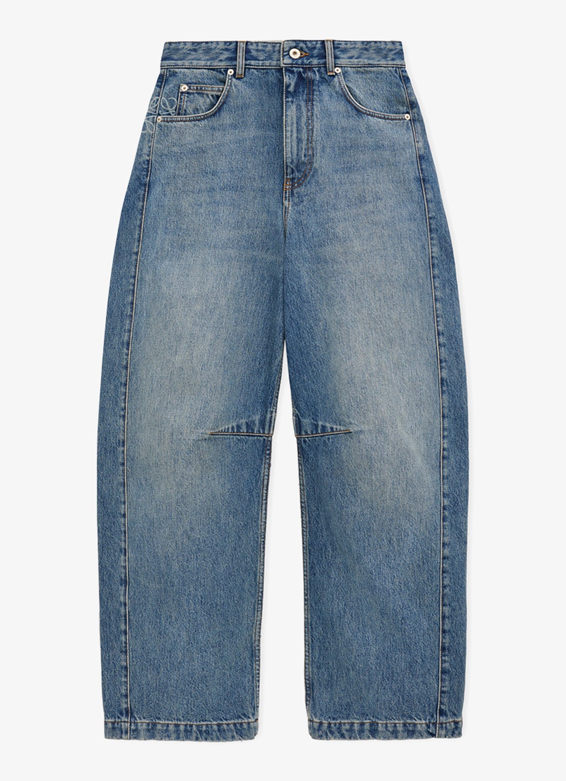 LOEWE Anagram high waist loose fit jeans met medium wassing - voorkant 4 indigo
