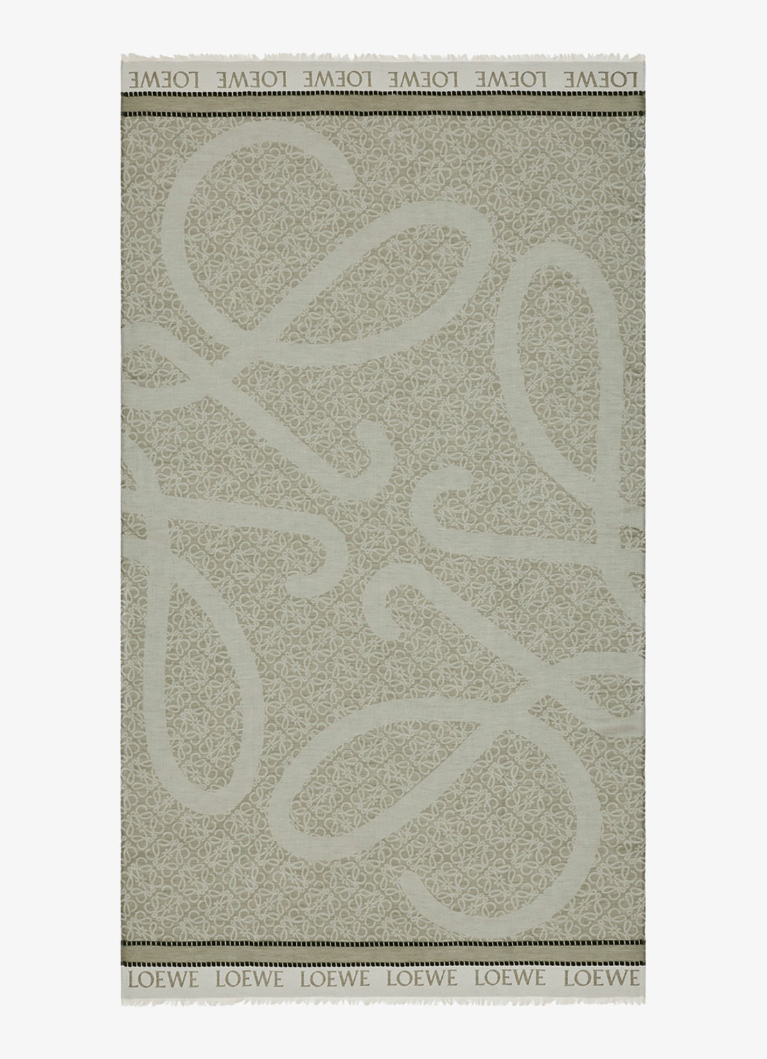 LOEWE Anagram pareo met logoprint 190 x 105 cm - voorkant 2 khaki