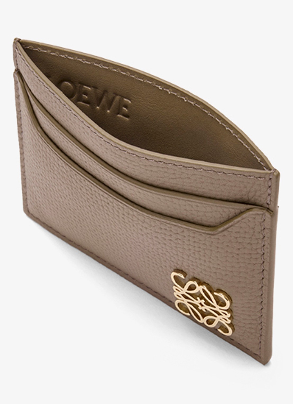 LOEWE Anagram pasjeshouder van kalfsleer - voorkant 3 taupe