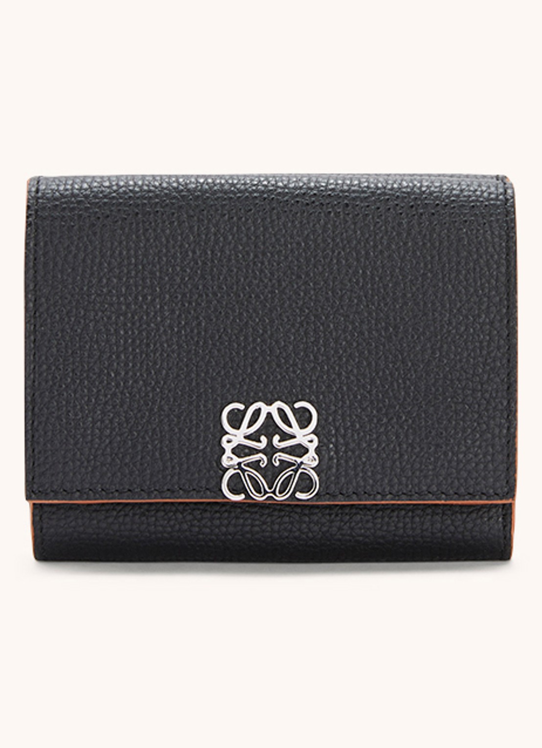LOEWE Anagram portemonnee van kalfsleer - voorkant 2 zwart