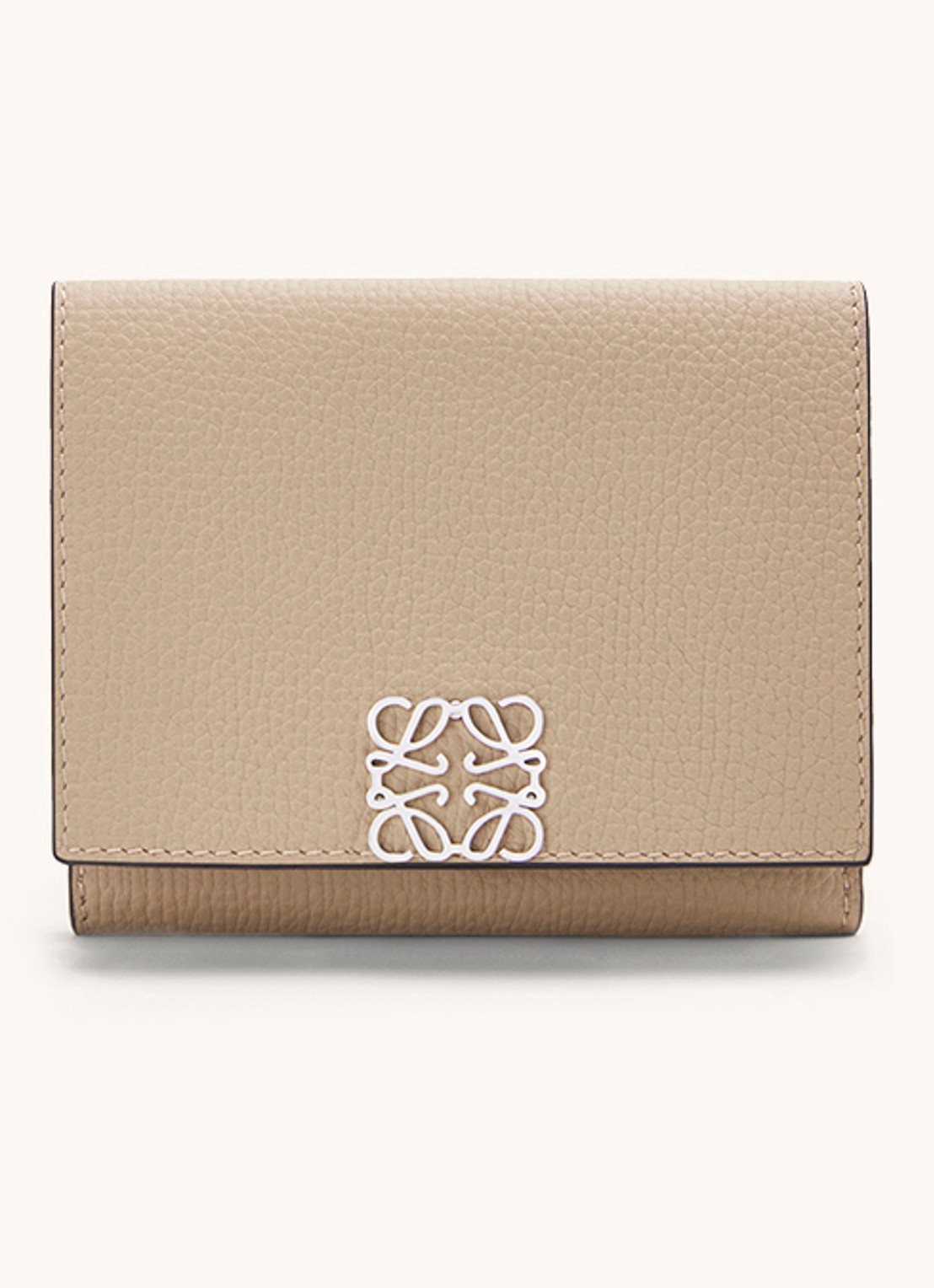 LOEWE Anagram portemonnee van kalfsleer - voorkant 5 zand