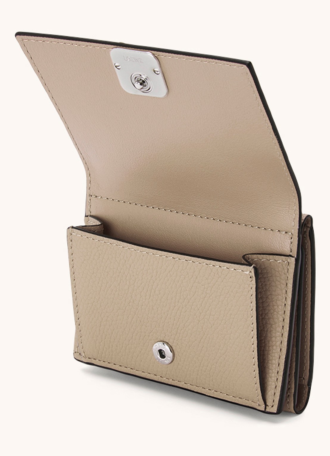 LOEWE Anagram portemonnee van kalfsleer - voorkant 6 zand