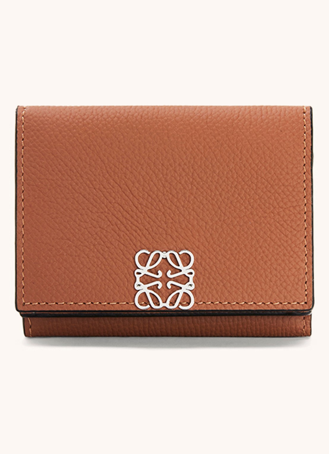 LOEWE Anagram portemonnee van kalfsleer - voorkant lichtbruin