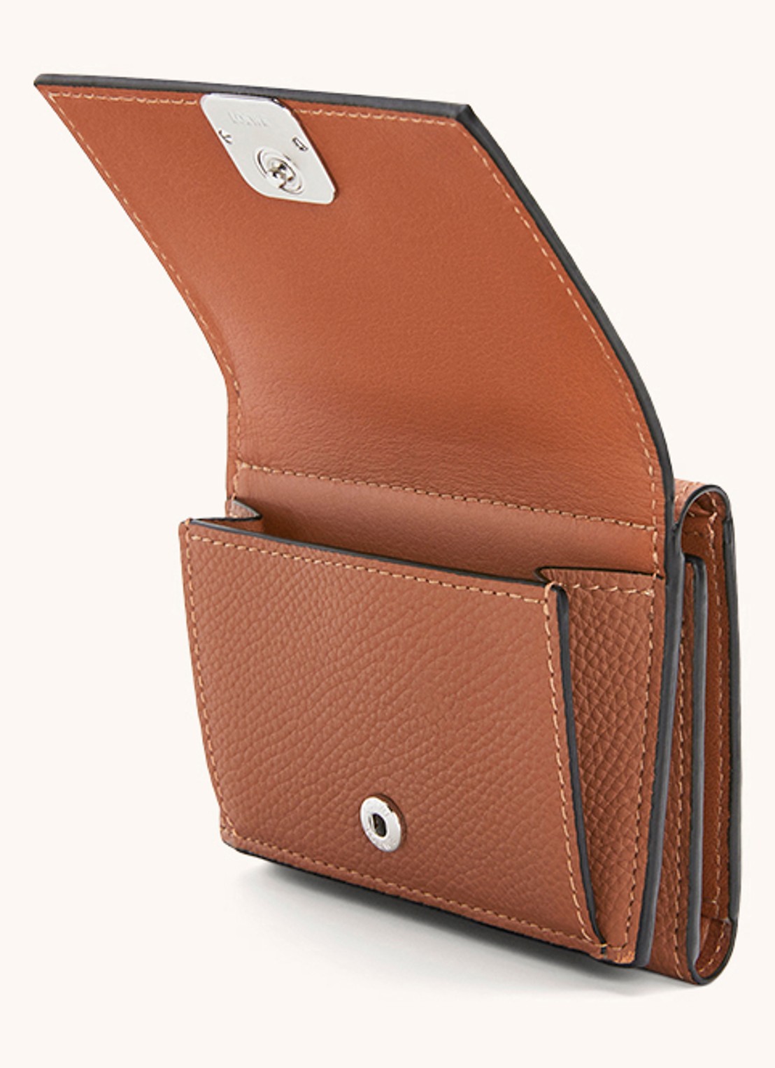LOEWE Anagram portemonnee van kalfsleer - voorkant 2 lichtbruin