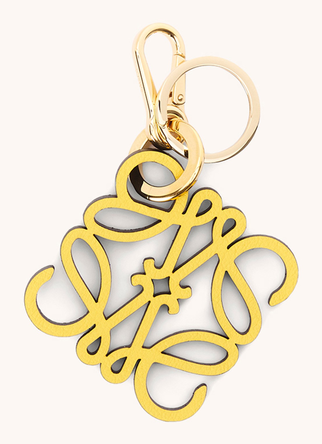 LOEWE Anagram sleutelhanger van kalfsleer - voorkant abrikoos