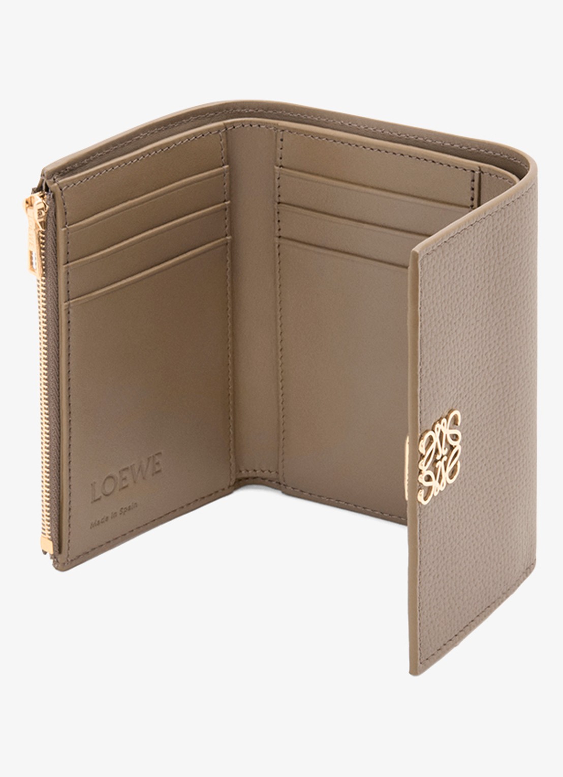 LOEWE Anagram Small portemonnee van kalfsleer - detail taupe