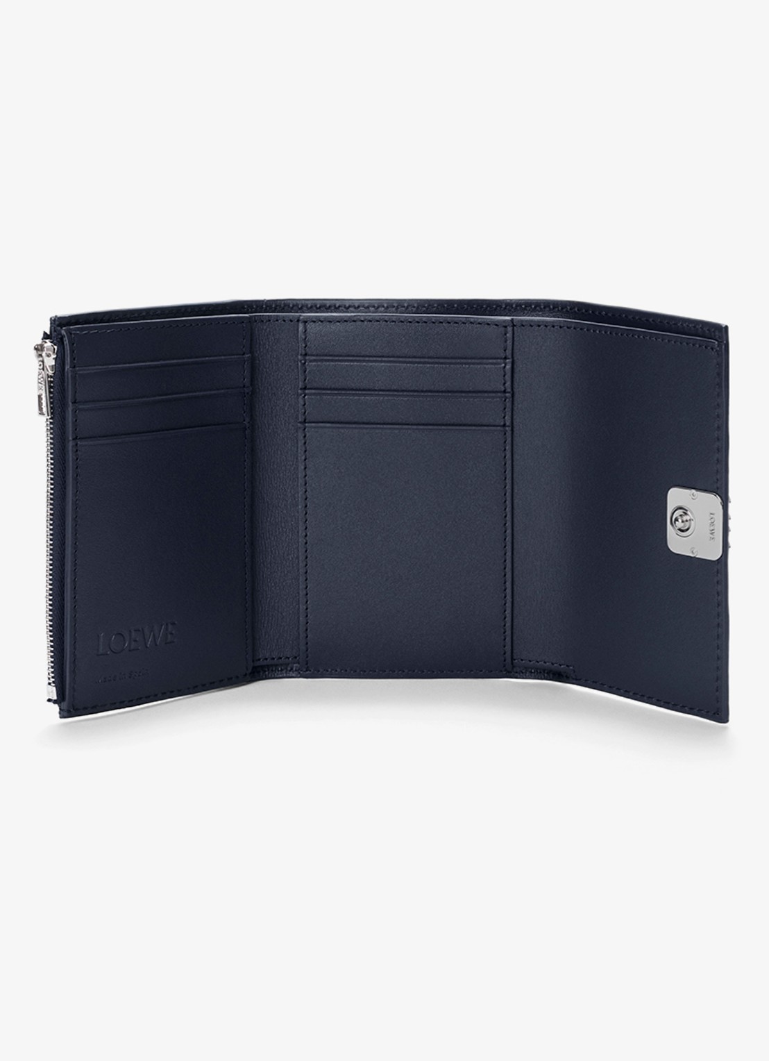 LOEWE Anagram Small portemonnee van kalfsleer - voorkant 2 donkerblauw