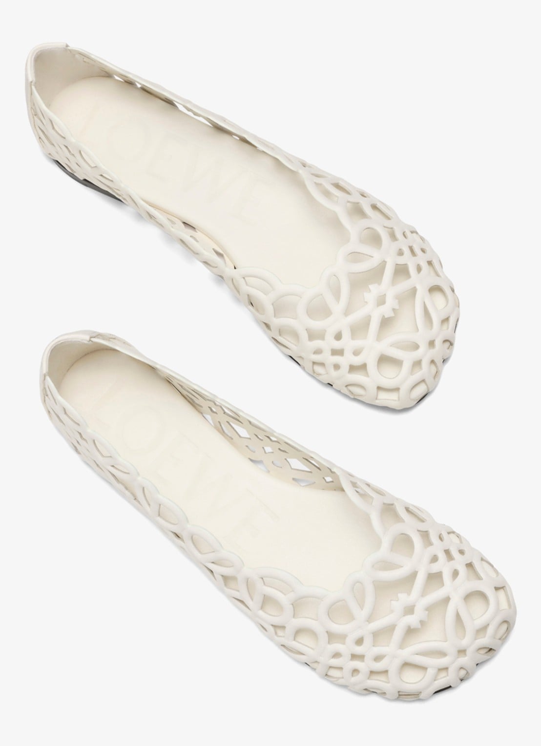 LOEWE Ballerina van lamsleer met opengewerkt dessin - detail 3 wit