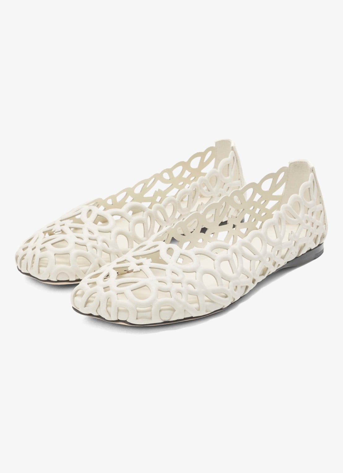 LOEWE Ballerina van lamsleer met opengewerkt dessin - voorkant 2 wit