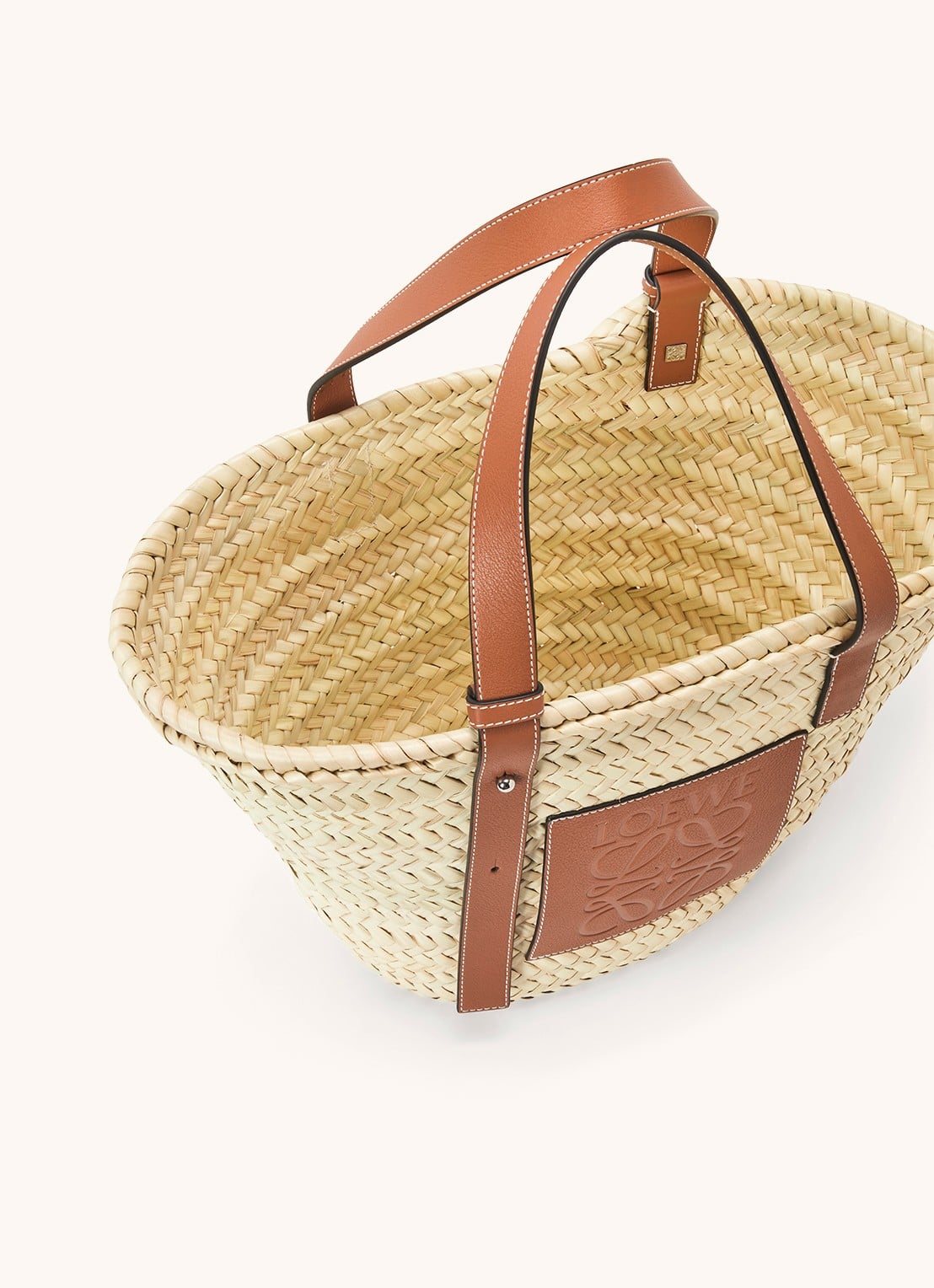 LOEWE Basket handtas met kalfsleren details - detail 2 camel