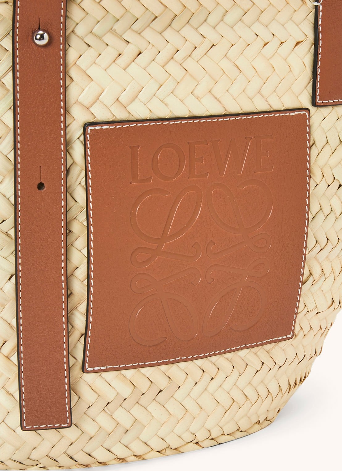 LOEWE Basket handtas met kalfsleren details - detail 3 camel