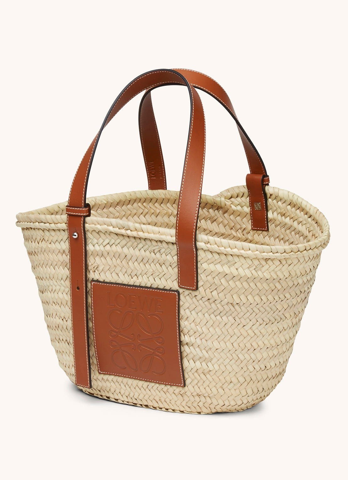 LOEWE Basket handtas met kalfsleren details - detail 4 camel