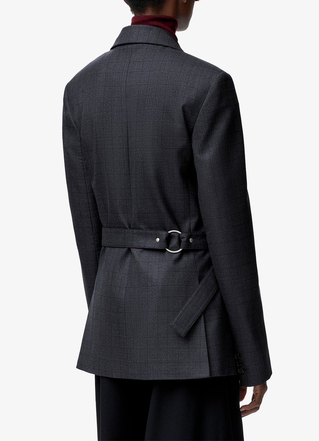 LOEWE Blazer van wol met ceintuur - achterkant 3 donkergrijs