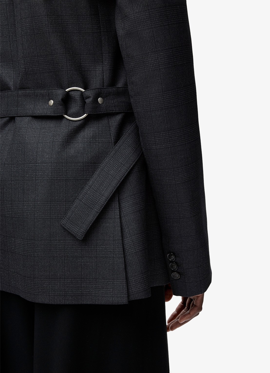 LOEWE Blazer van wol met ceintuur - detail 2 donkergrijs