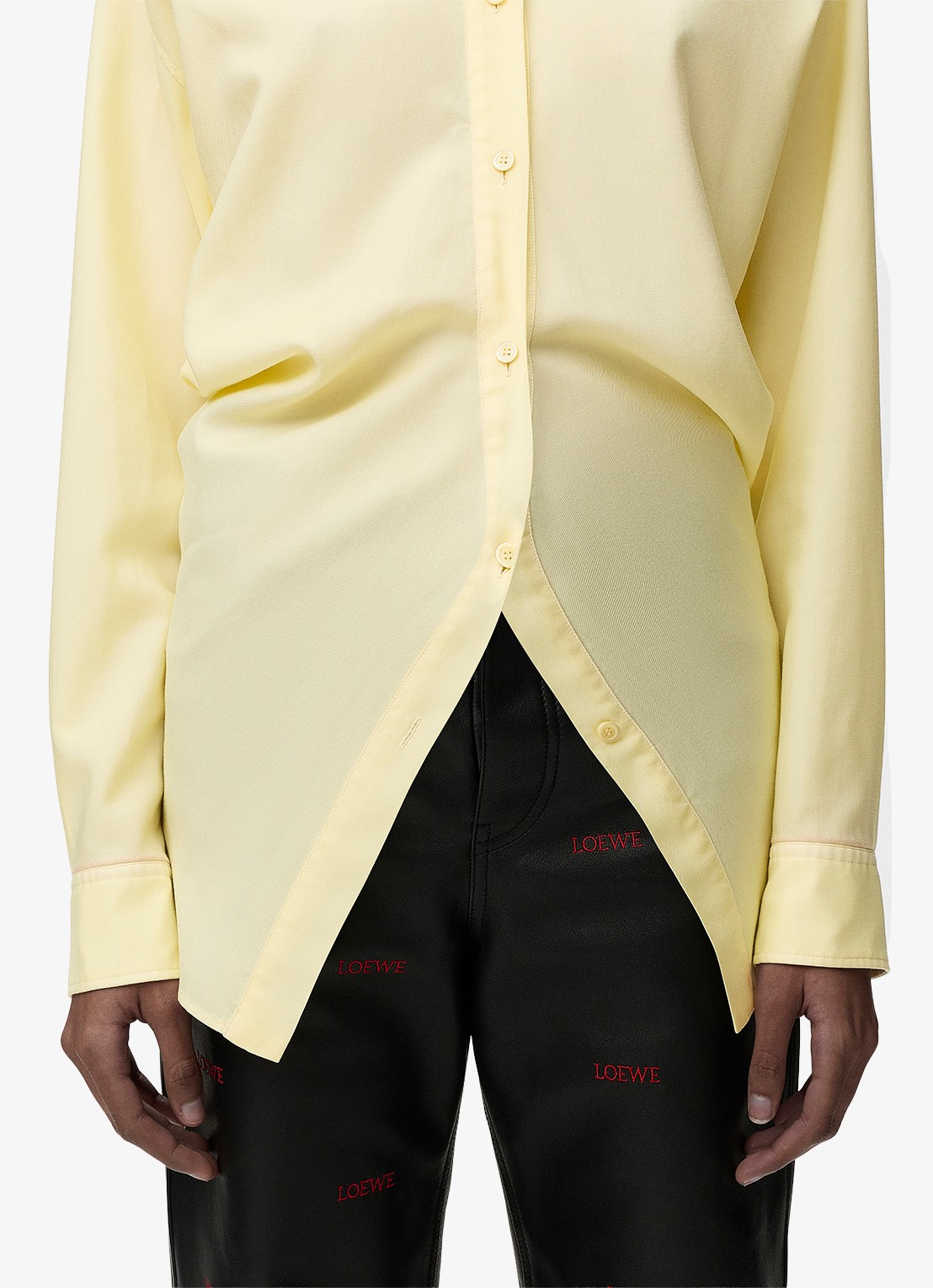 LOEWE Blouse in zijdeblend - detail 5 lichtgeel