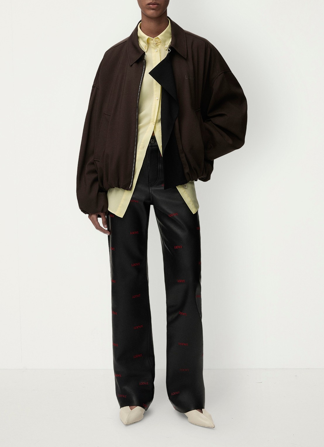 LOEWE Blouse in zijdeblend - voorkant 2 lichtgeel