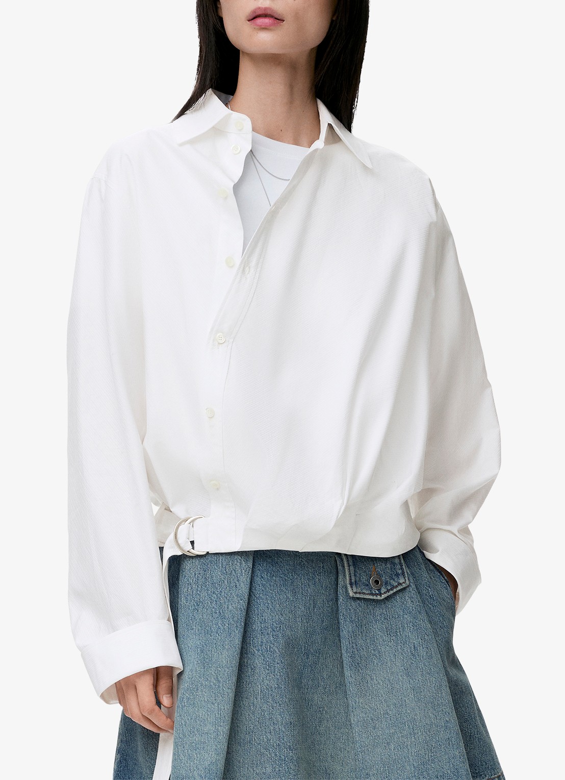 LOEWE Blouse met ceintuur - detail 4 wit