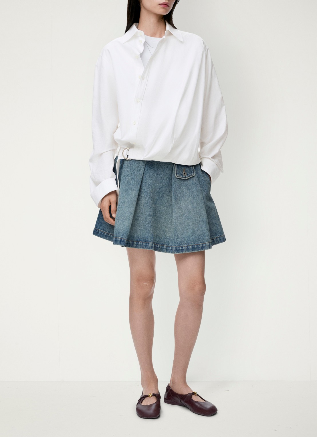 LOEWE Blouse met ceintuur - voorkant 3 wit