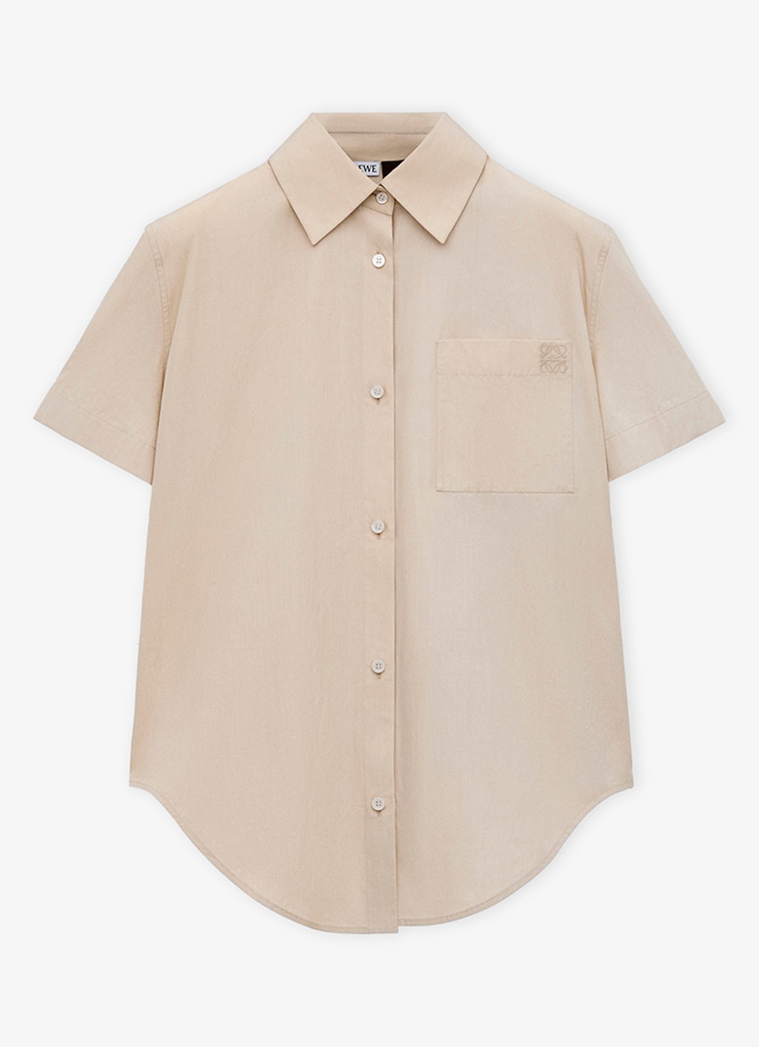 LOEWE Blouse met logoborduring en borstzak - voorkant 5 beige