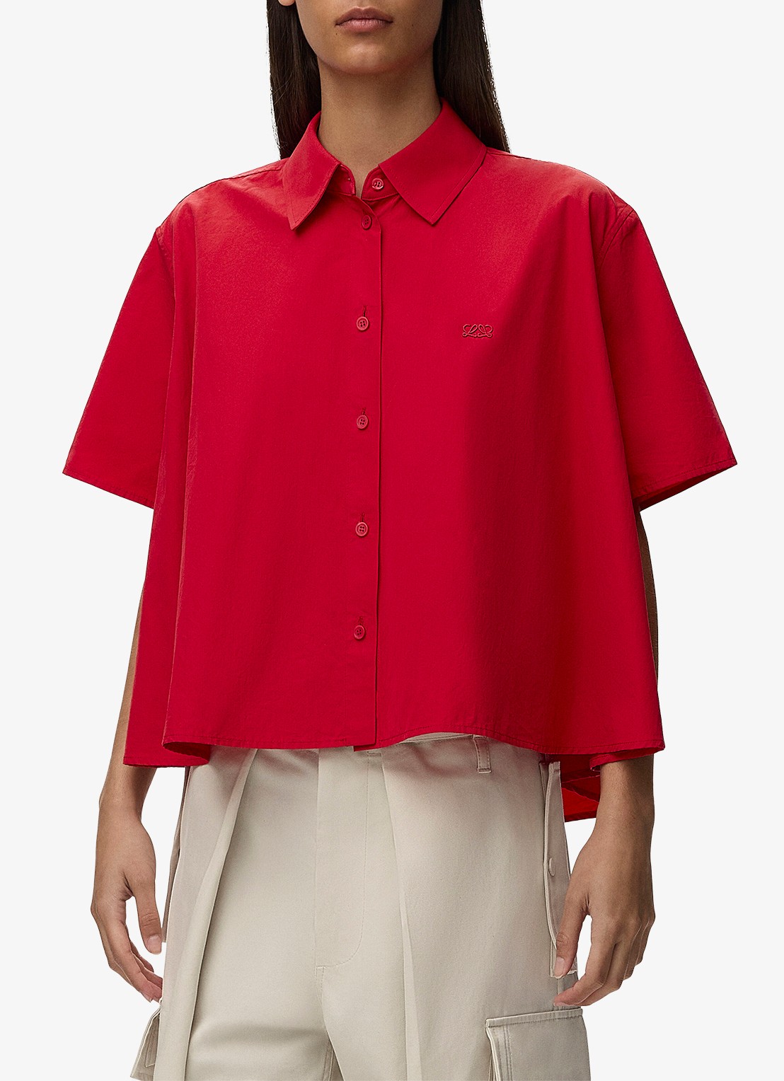 LOEWE Blouse met logoborduring - detail rood