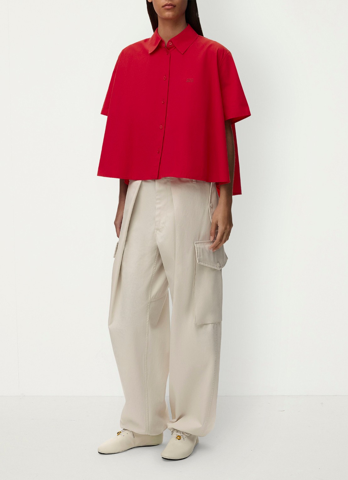 LOEWE Blouse met logoborduring - voorkant 5 rood