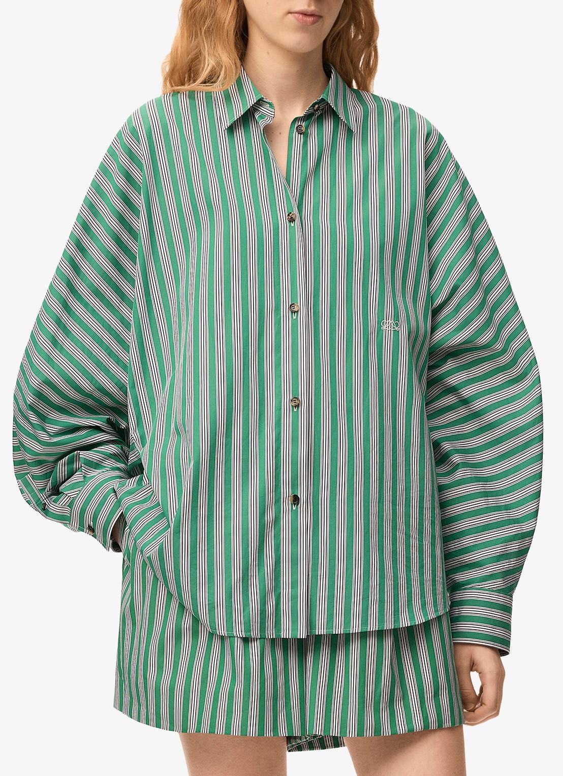 LOEWE Blouse met streepprint - detail 4 groen