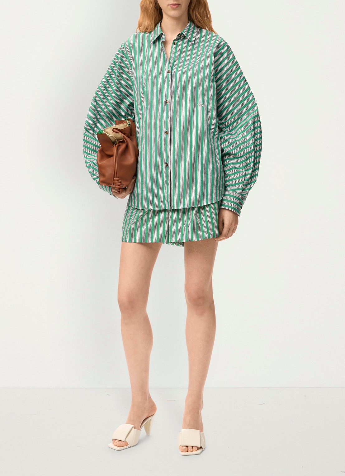 LOEWE Blouse met streepprint - voorkant 3 groen