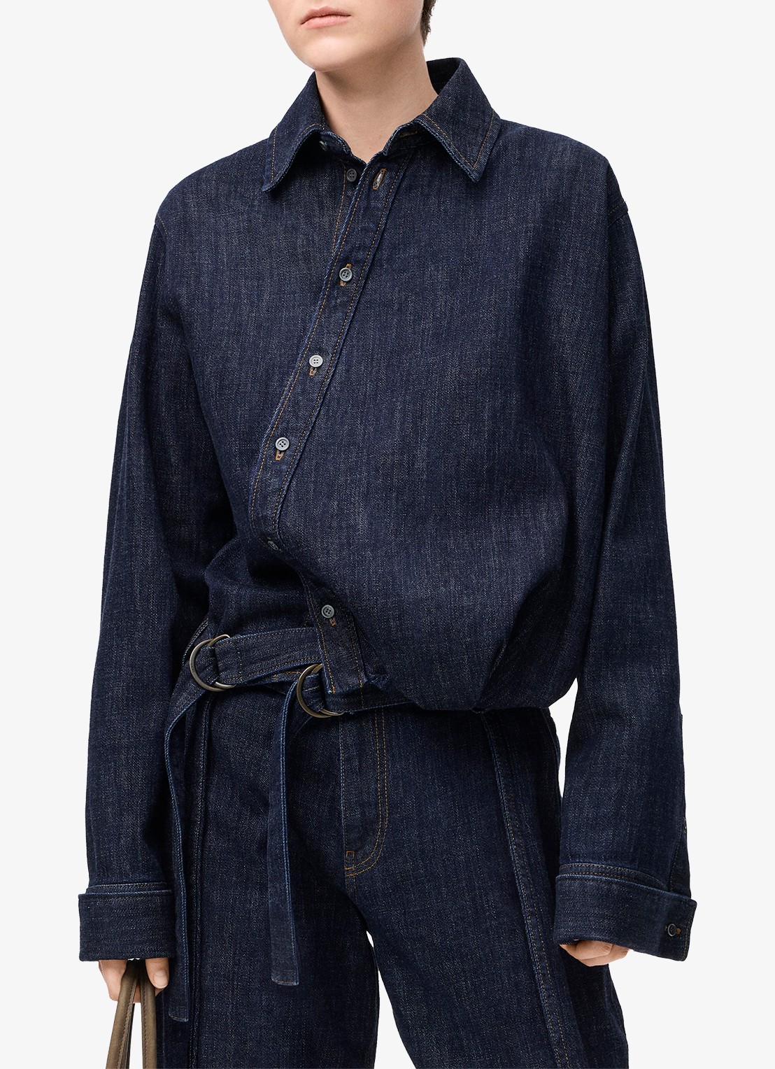 LOEWE Blouse van denim met ceintuur - detail 3 indigo