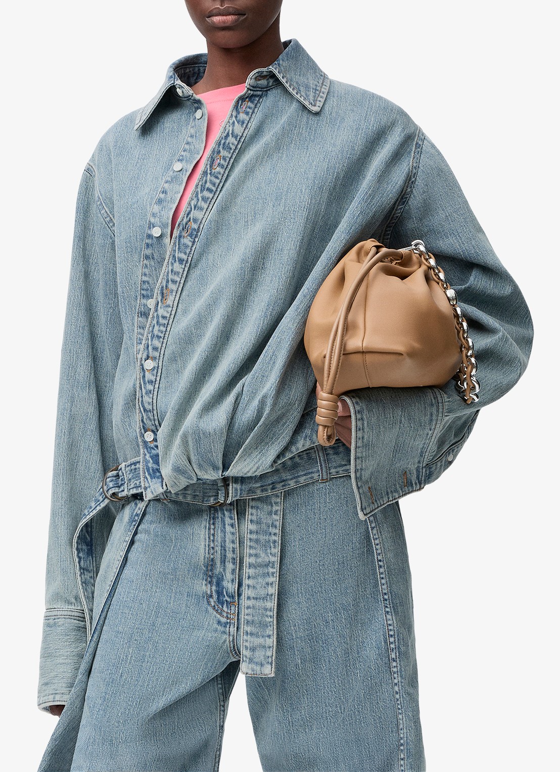 LOEWE Blouse van denim met ceintuur - detail 3 indigo