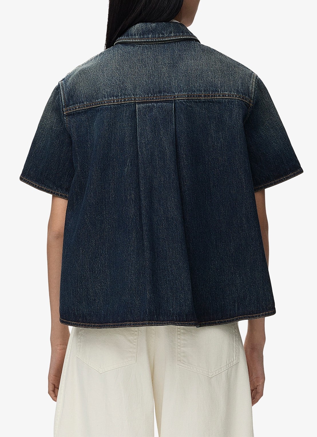 LOEWE Blouse van denim - achterkant 3 donkerblauw