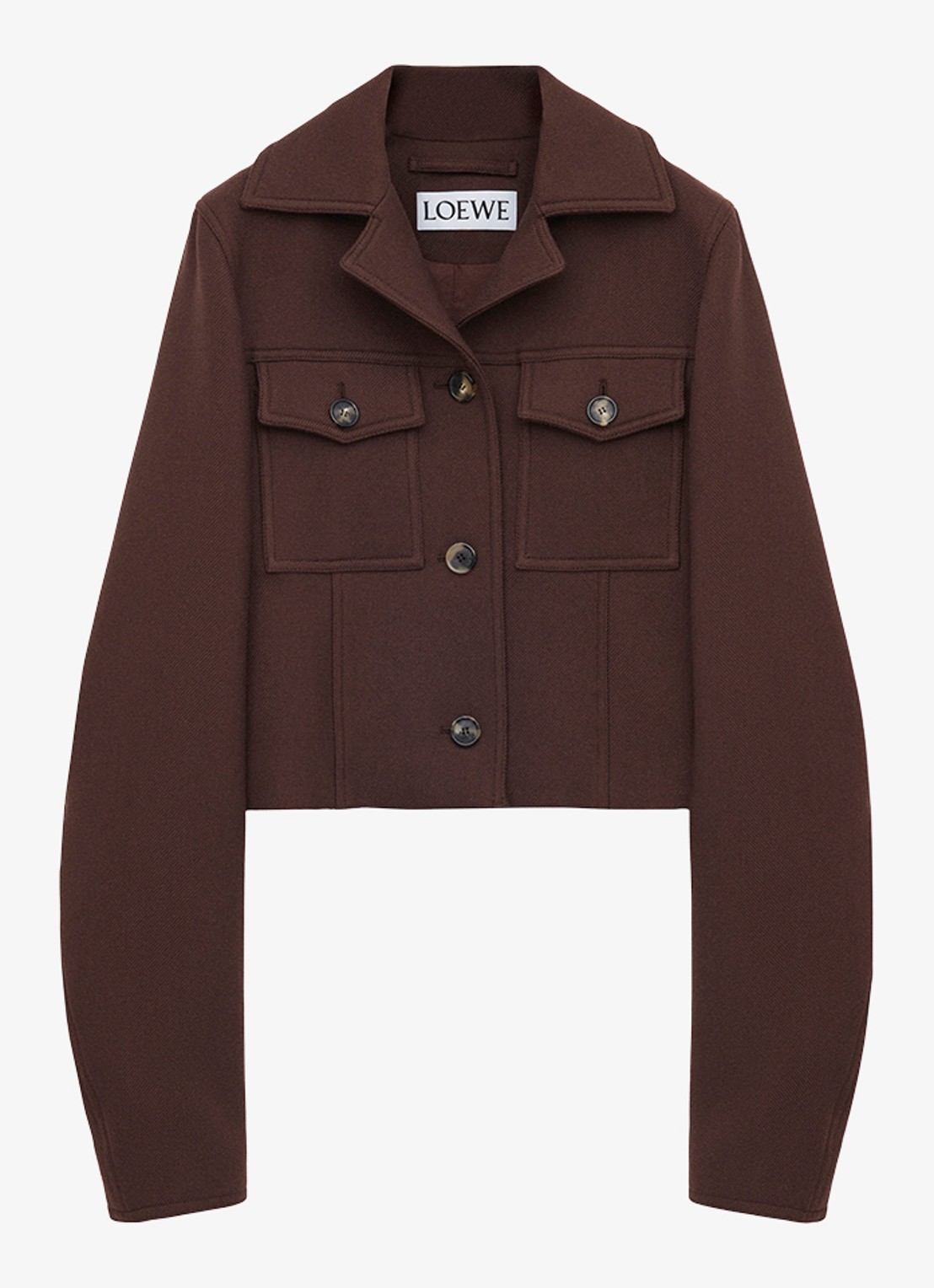 LOEWE Cropped jack in wolblend met klepzakken - voorkant 2 donkerbruin