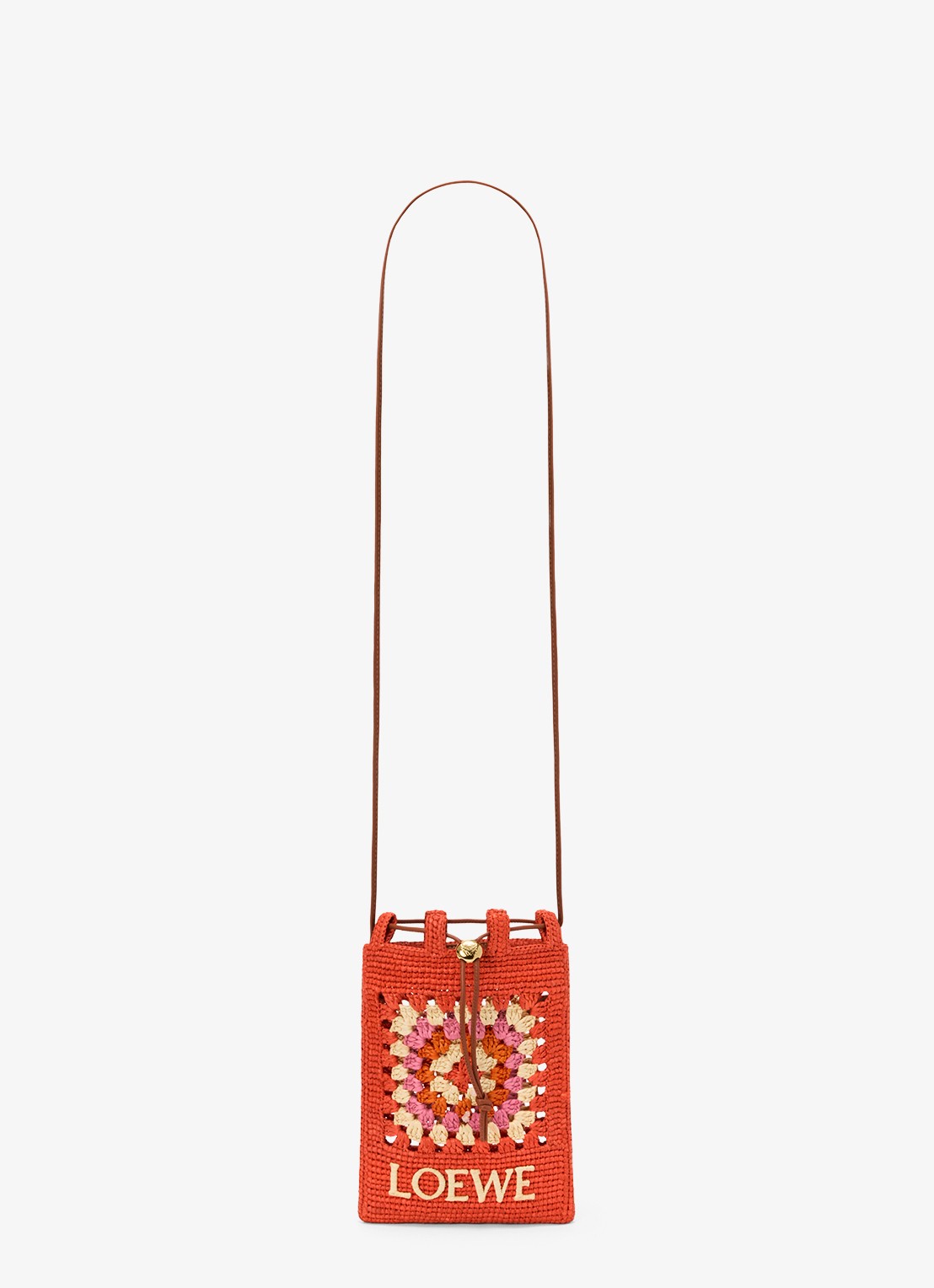 LOEWE Crossbodytas van raffia met logo - detail 3 donkeroranje