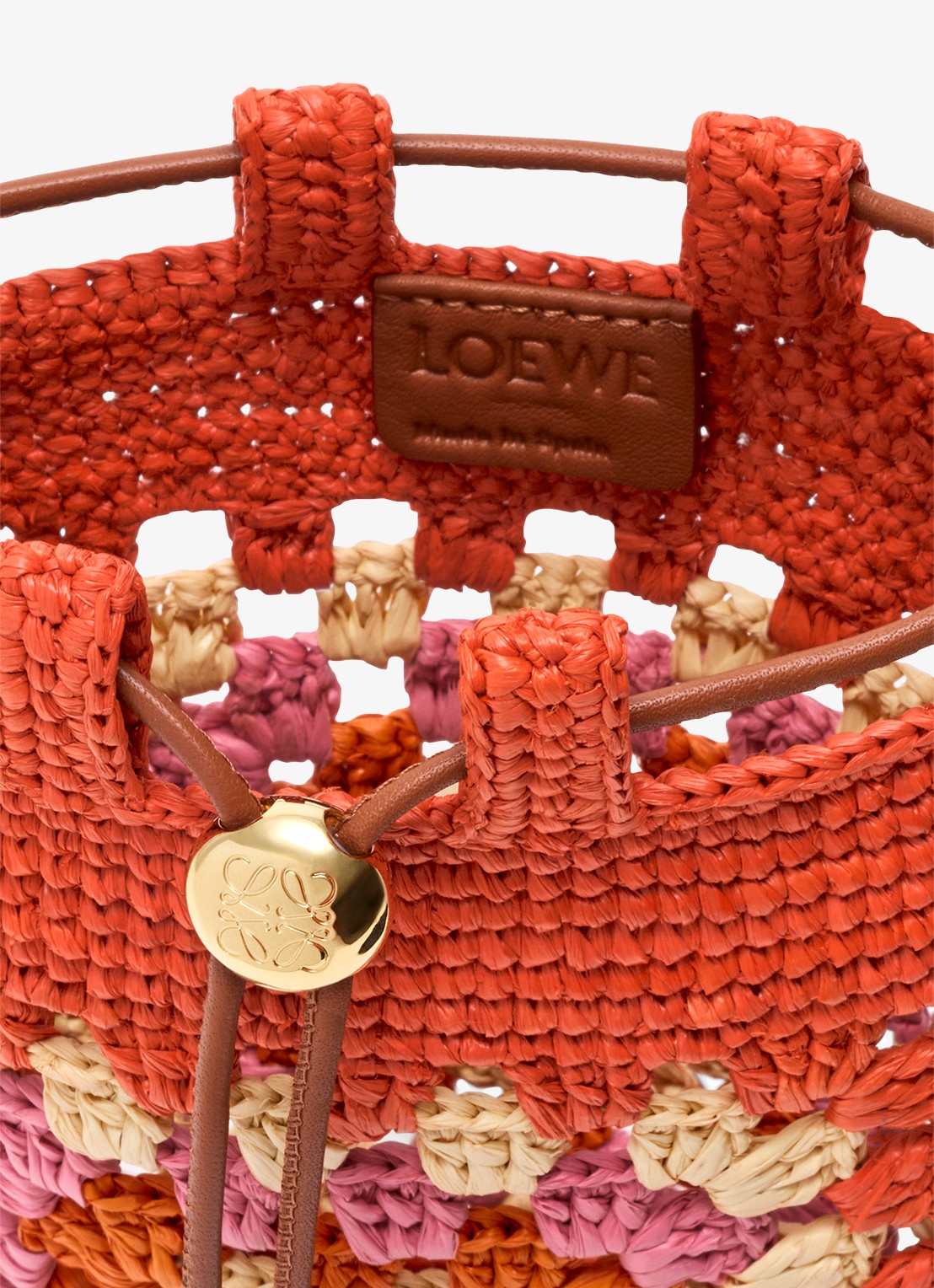 LOEWE Crossbodytas van raffia met logo - detail 4 donkeroranje