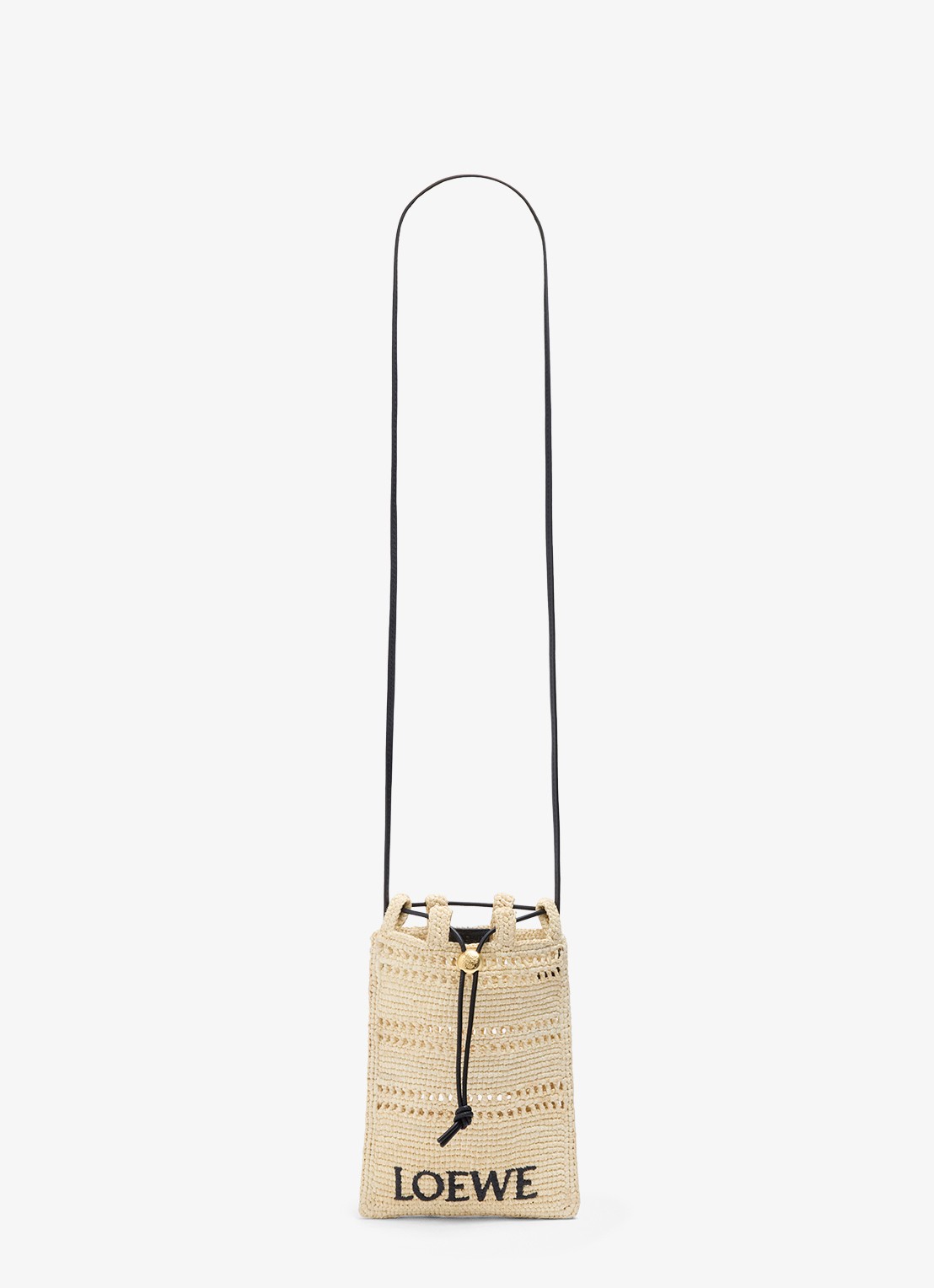 LOEWE Crossbodytas van raffia met logoborduring - detail 4 creme