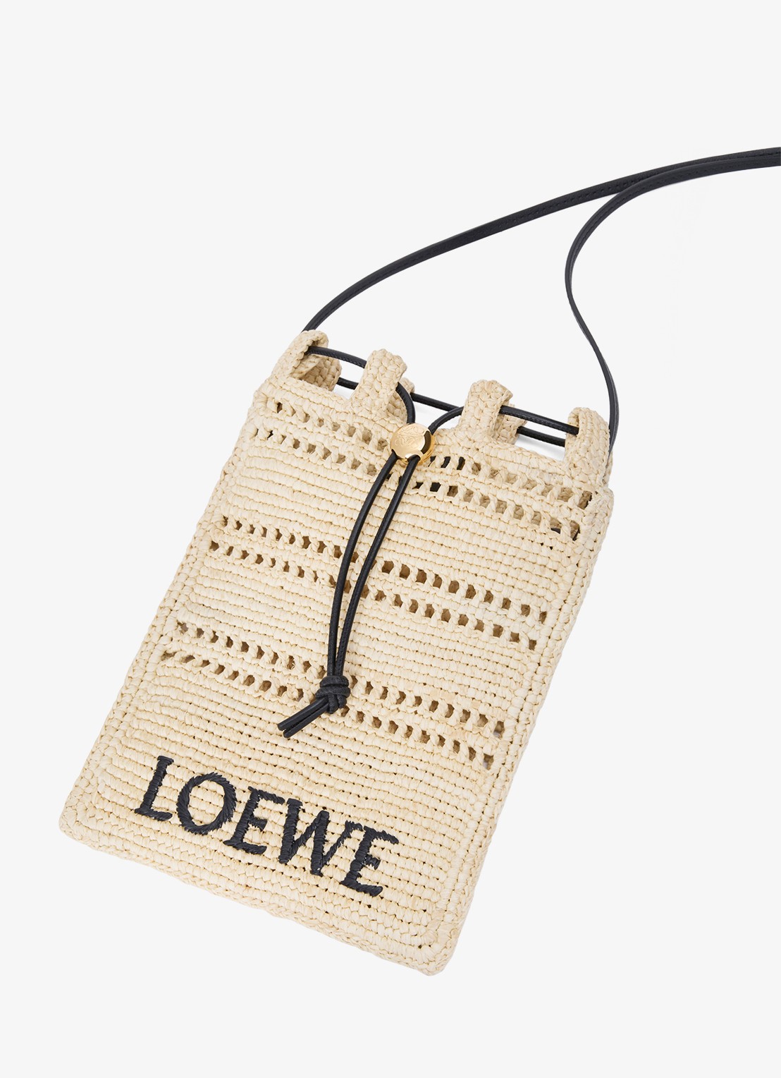 LOEWE Crossbodytas van raffia met logoborduring - detail 6 creme