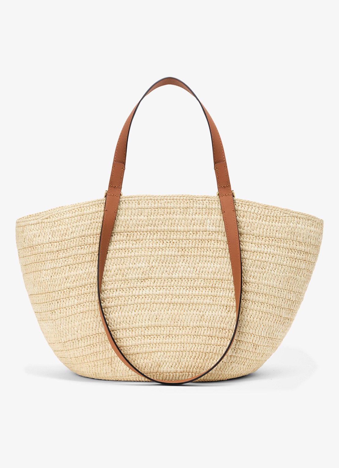 LOEWE Eclipse Medium shopper van raffia met logo - achterkant 6 beige