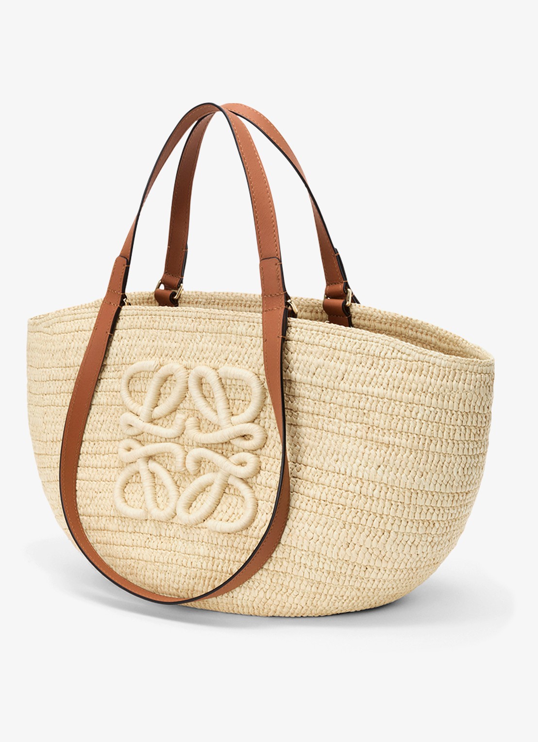 LOEWE Eclipse Medium shopper van raffia met logo - detail beige