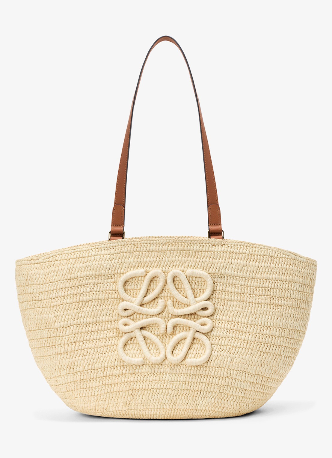 LOEWE Eclipse Medium shopper van raffia met logo - detail 2 beige